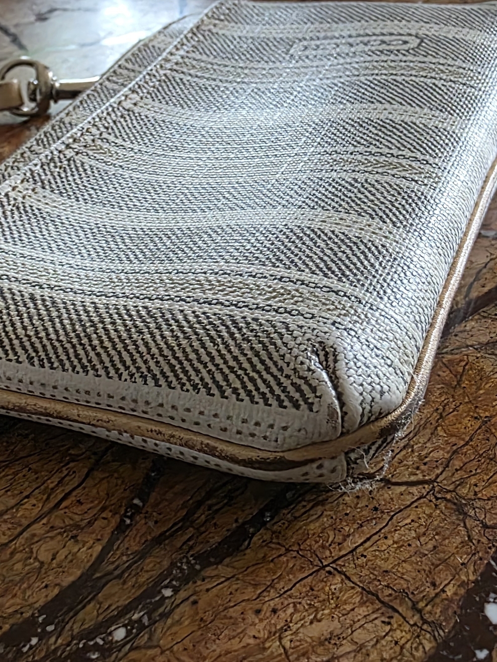 Coach Signature Stripe Canvas Wristlet in Beige - Picture 3 of 5